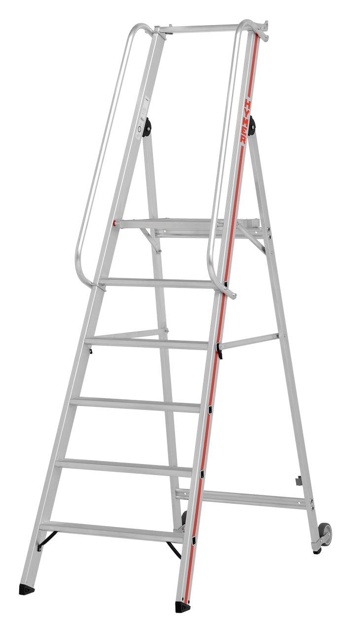 Hymer Plattformleiter 8081 mit Kipprollen und langem Handlauf - Topleiter