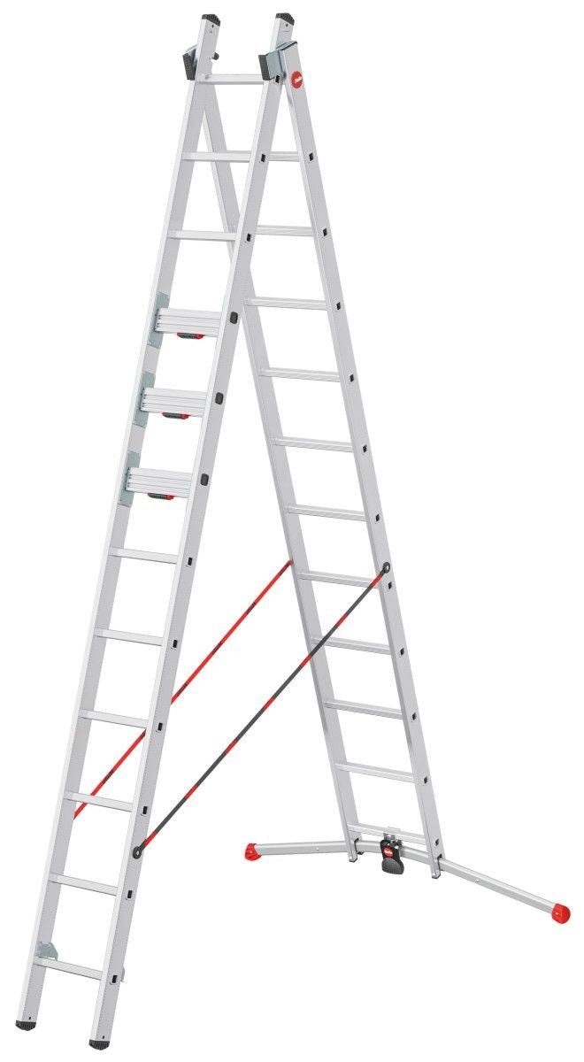 S110 Pro Sprossen - Schiebeleiter mit 3 Dreh - Stufen 2 x 12 Sprossen - Topleiter