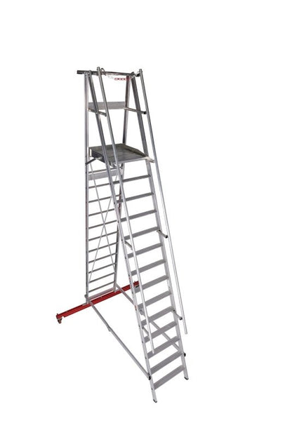 euroline PREMIUM line Aluminium - Podestleiter fahrbar, klappbar 32777 - Topleiter