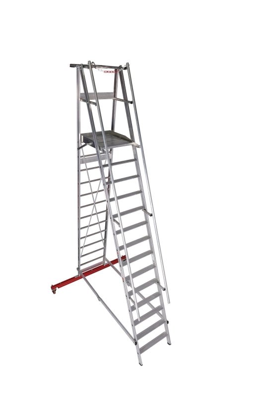 euroline PREMIUM line Aluminium - Podestleiter fahrbar, klappbar 32777 - Topleiter