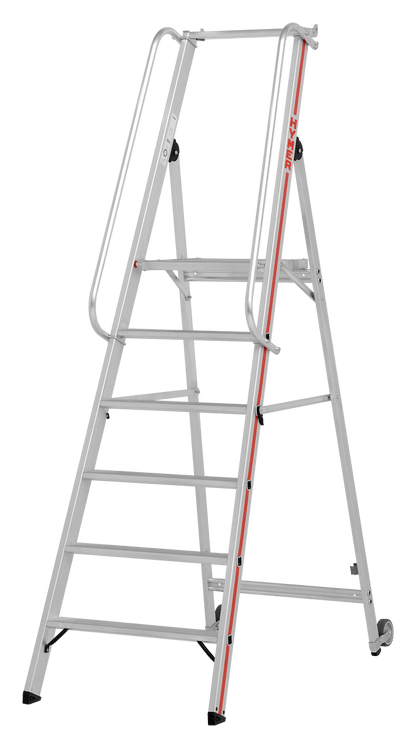 Hymer Plattformleiter 8081 mit Kipprollen und langem Handlauf - Topleiter