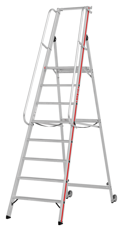 Hymer Plattformleiter 8081 mit Kipprollen und langem Handlauf - Topleiter