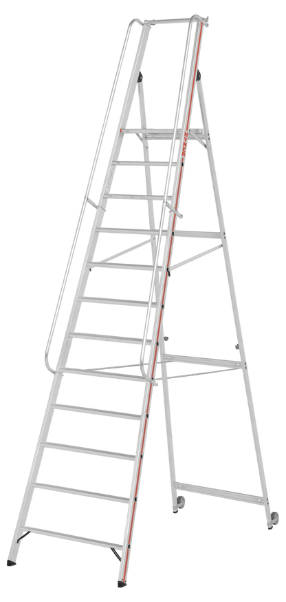 Hymer Plattformleiter 8081 mit Kipprollen und langem Handlauf - Topleiter