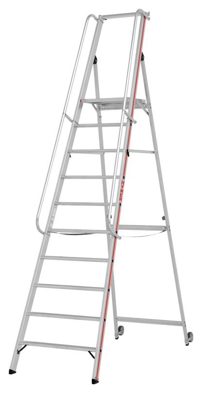 Hymer Plattformleiter 8081 mit Kipprollen und langem Handlauf - Topleiter